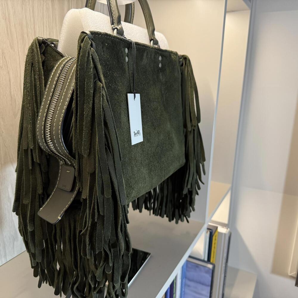 RARE NWT Coach 1941 Cervo Suede Fringe Rogue 31 Bag - Fern Green - Picture 3 of 15